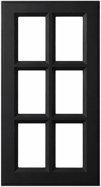 Daytona Thermofoil Mullion Custom Cabinet Doors - 6 lite Cabinet Door Cabinet Doors 'N' More Pitch Black Smooth Satin RTF