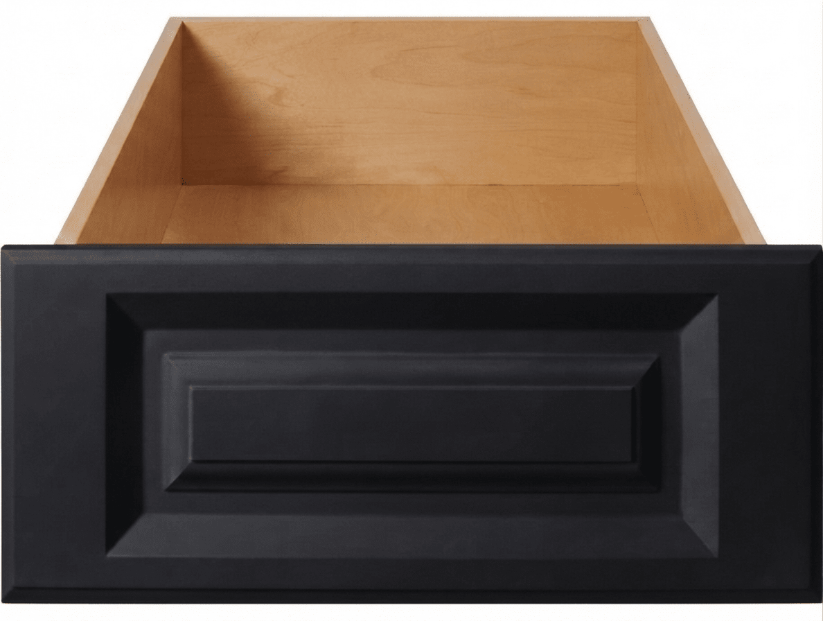 Daytona Thermofoil Raised Square Custom Cabinet Drawer Fronts Drawer Front Cabinet Doors 'N' More Pitch Black Smooth Satin RTF