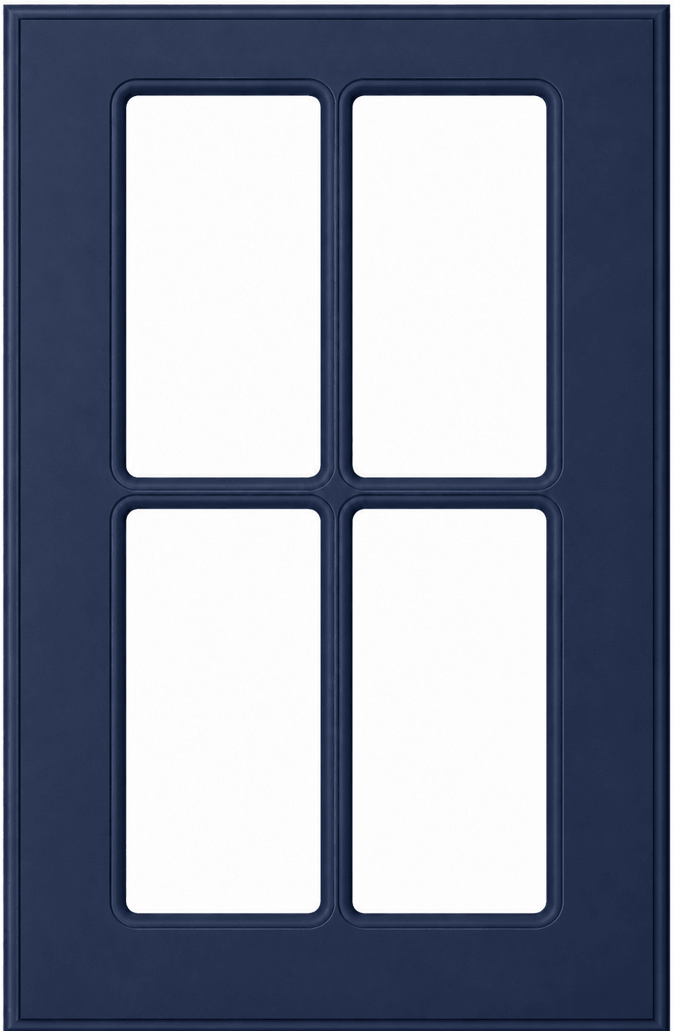 Naples Thermofoil Mullion Custom Cabinet Doors - 4 lite Cabinet Door Cabinet Doors 'N' More Denim Blue Smooth Satin RTF