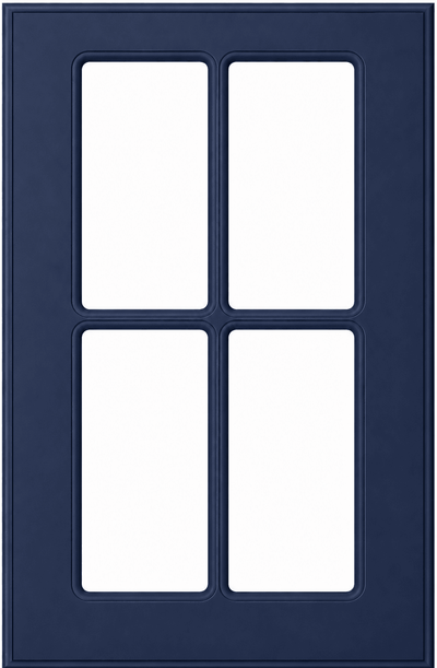 Naples Thermofoil Mullion Custom Cabinet Doors - 4 lite Cabinet Door Cabinet Doors 'N' More Denim Blue Smooth Satin RTF