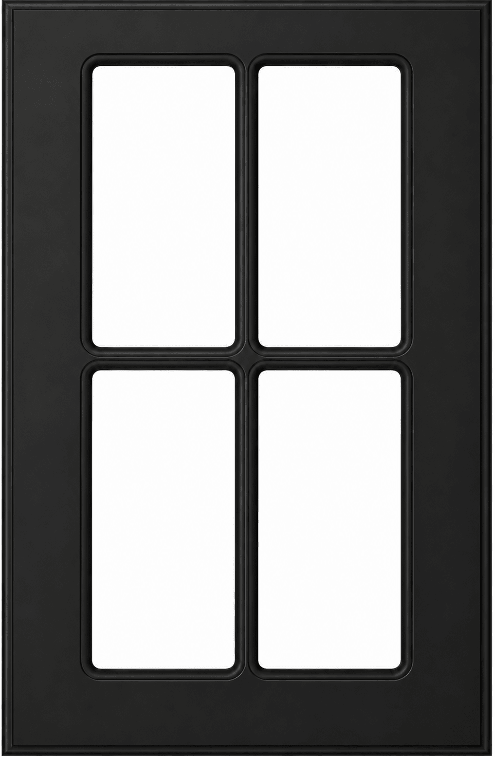 Naples Thermofoil Mullion Custom Cabinet Doors - 4 lite Cabinet Door Cabinet Doors 'N' More Pitch Black Smooth Satin RTF