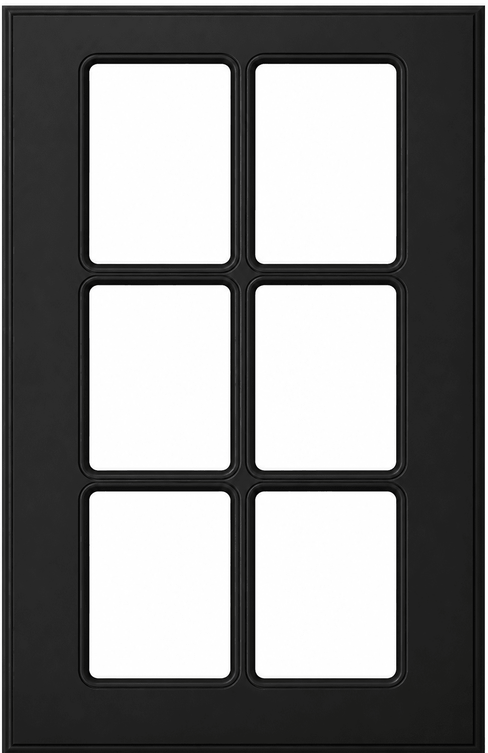 Naples Thermofoil Mullion Custom Cabinet Doors - 6 lite Cabinet Door Cabinet Doors 'N' More Pitch Black Smooth Satin RTF