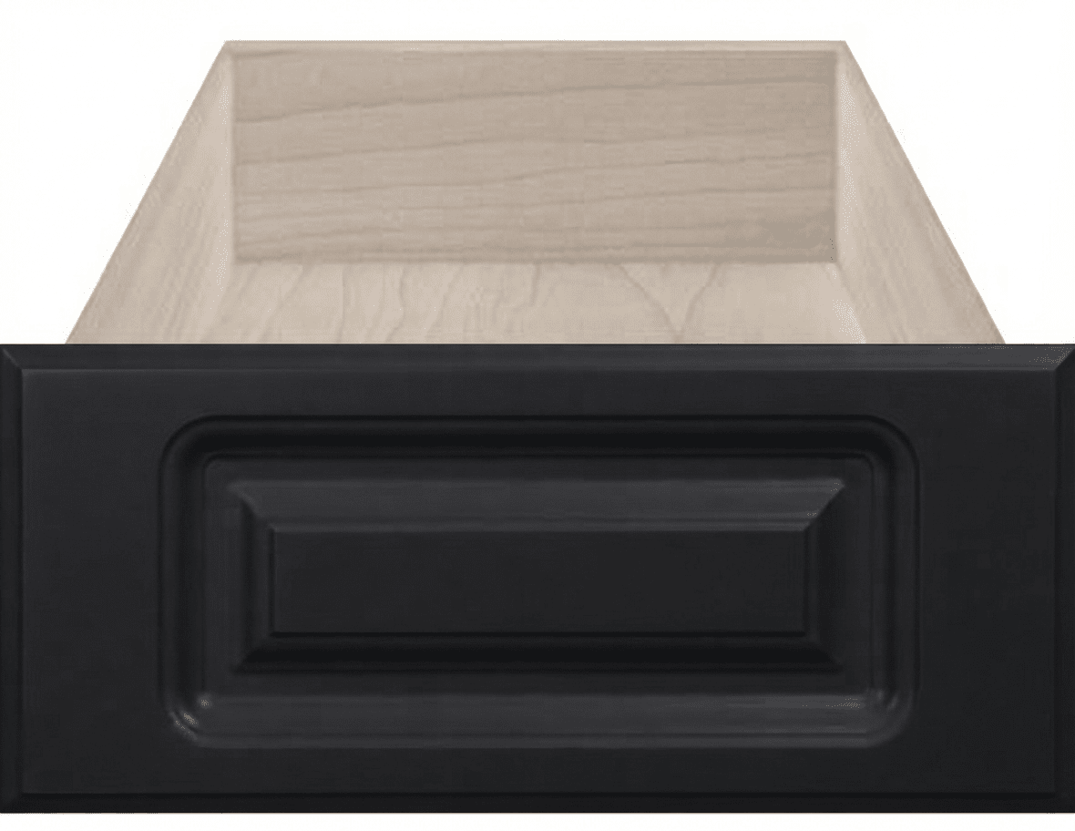 Naples Thermofoil Raised Square Custom Cabinet Drawer Fronts Drawer Front Cabinet Doors 'N' More Pitch Black Smooth Satin RTF