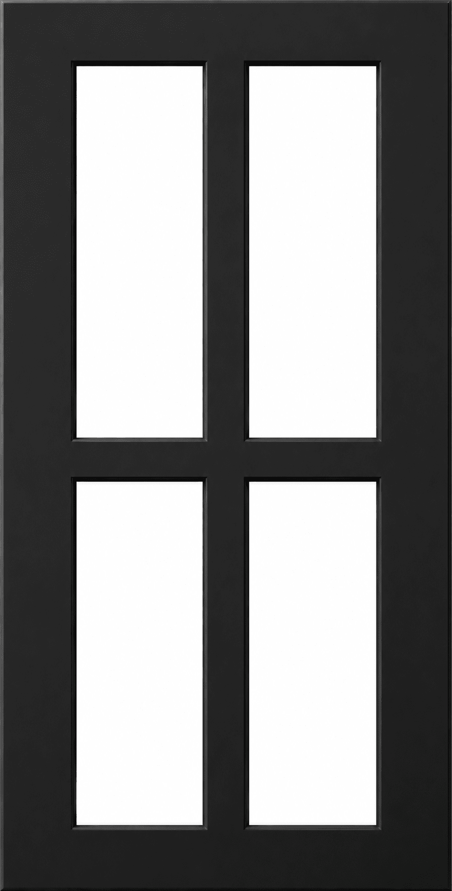 Boca Thermofoil Shaker Mullion Custom Cabinet Doors - 4 lite Cabinet Door Cabinet Doors 'N' More Pitch Black Smooth Satin RTF