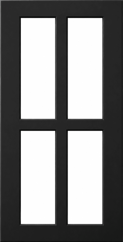 Boca Thermofoil Shaker Mullion Custom Cabinet Doors - 4 lite Cabinet Door Cabinet Doors 'N' More Pitch Black Smooth Satin RTF