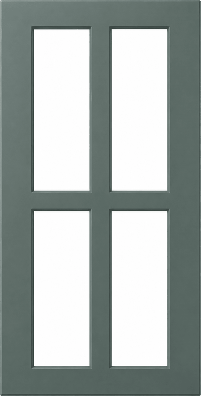 Boca Thermofoil Shaker Mullion Custom Cabinet Doors - 4 lite Cabinet Door Cabinet Doors 'N' More Sage Green Smooth Satin RTF