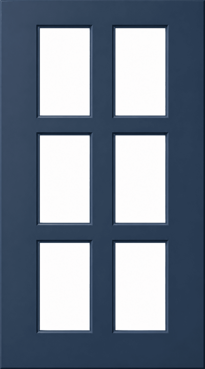 Boca Thermofoil Shaker Mullion Custom Cabinet Doors - 6 lite Cabinet Door Cabinet Doors 'N' More Denim Blue Smooth Satin RTF
