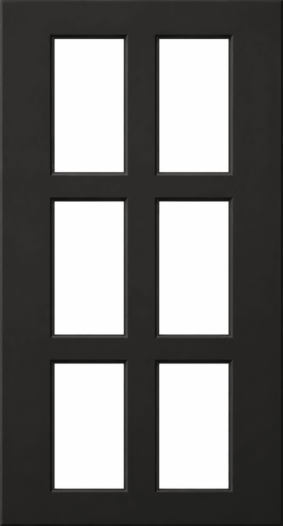 Boca Thermofoil Shaker Mullion Custom Cabinet Doors - 6 lite Cabinet Door Cabinet Doors 'N' More Pitch Black Smooth Satin RTF