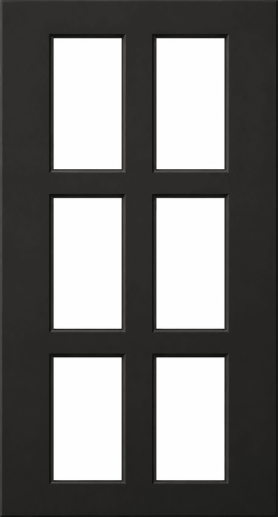 Boca Thermofoil Shaker Mullion Custom Cabinet Doors - 6 lite Cabinet Door Cabinet Doors 'N' More Pitch Black Smooth Satin RTF
