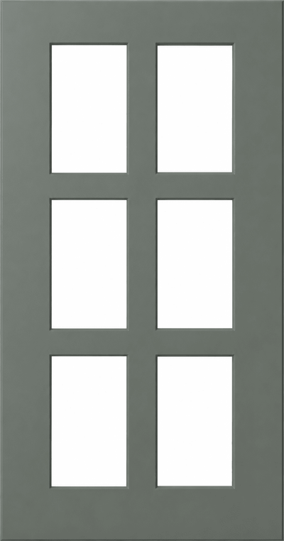 Boca Thermofoil Shaker Mullion Custom Cabinet Doors - 6 lite Cabinet Door Cabinet Doors 'N' More Sage Green Smooth Satin RTF