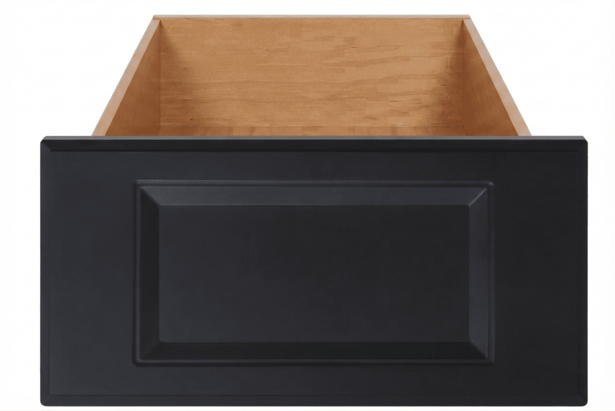 Sarasota Thermofoil Recess Panel Custom Cabinet Drawer Fronts Drawer Front Cabinet Doors 'N' More Pitch Black Smooth Satin RTF