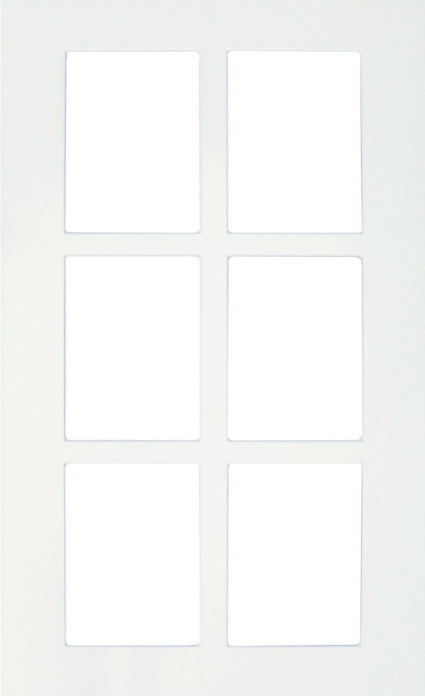 White Textured Matte Boca Thermofoil Shaker Mullion Custom Cabinet Doors - 6 Lite