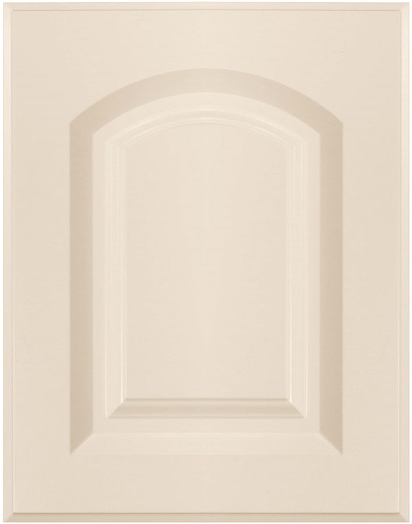 Antique White Smooth Satin Daytona Thermofoil Arched Custom Cabinet Doors