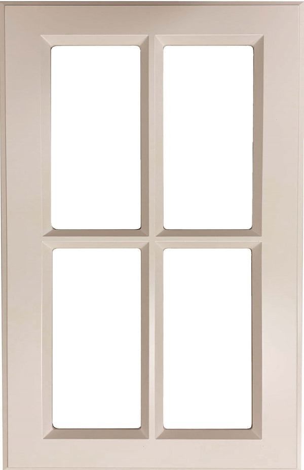 Antique White Smooth Satin Daytona Thermofoil Mullion Custom Cabinet Doors - 4 Lite