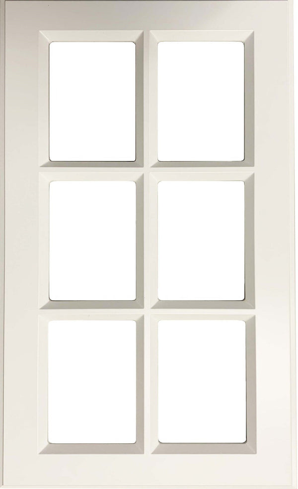 White Smooth Satin Daytona Thermofoil Mullion Custom Cabinet Doors - 6 Lite