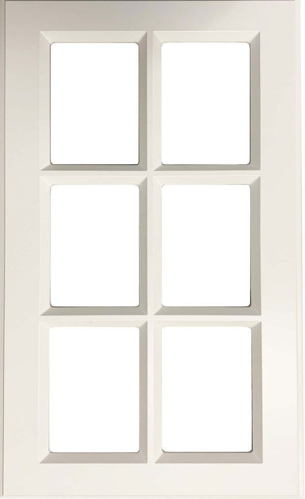 White Smooth Satin Daytona Thermofoil Mullion Custom Cabinet Doors - 6 Lite