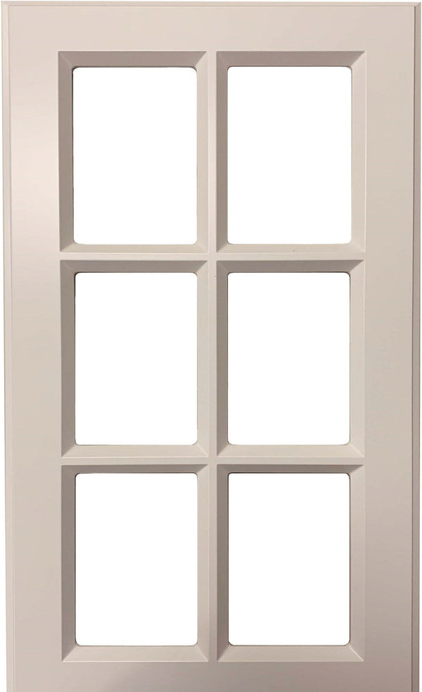 Antique White Smooth Satin Daytona Thermofoil Mullion Custom Cabinet Doors - 6 Lite