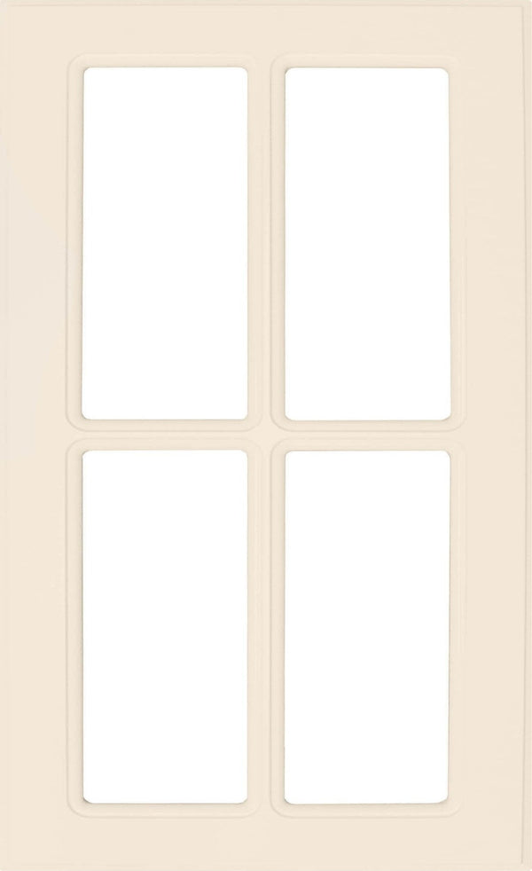 Antique White Smooth Satin Naples Thermofoil Mullion Custom Cabinet Doors - 4 Lite