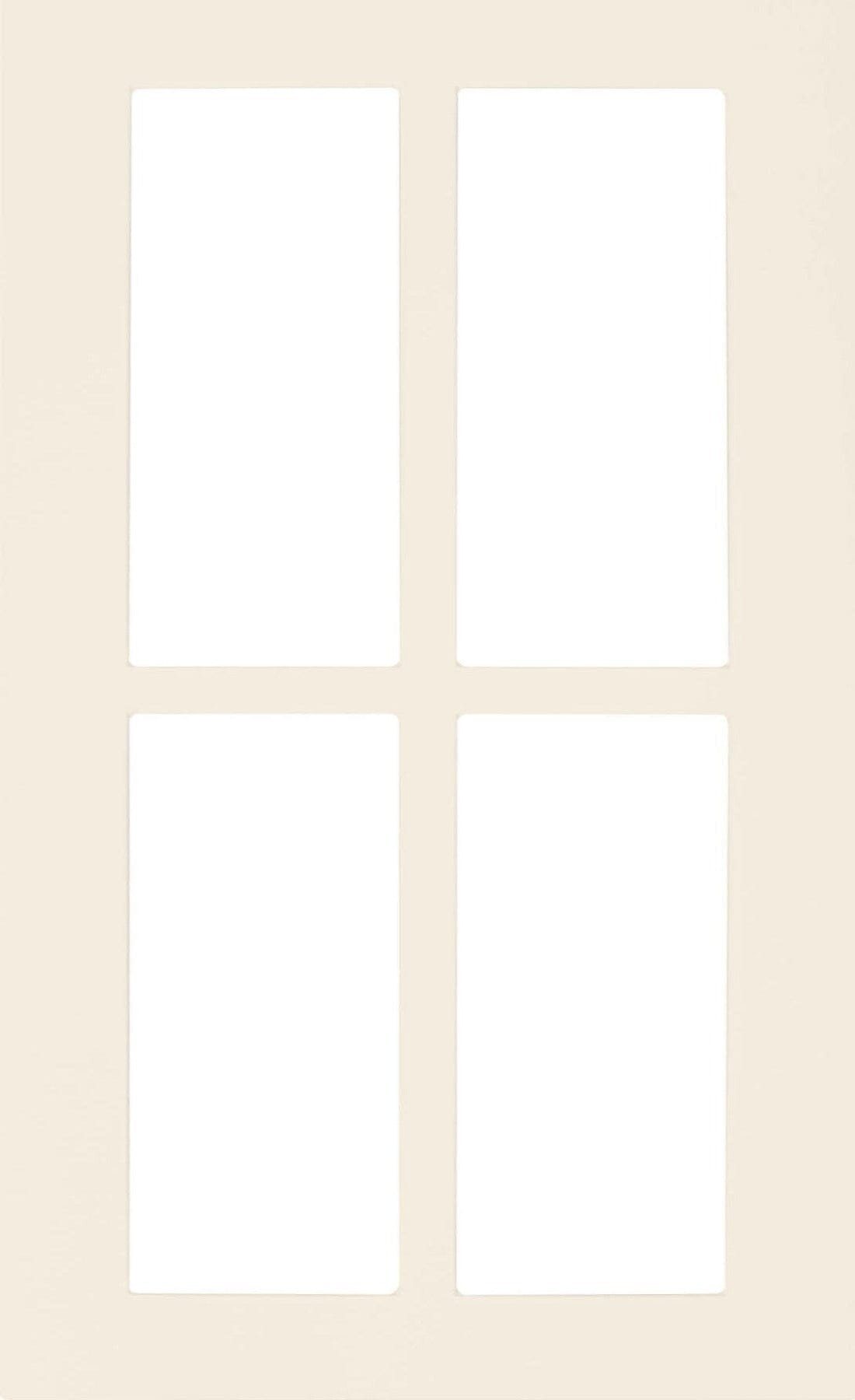 Antique White Smooth Satin Boca Thermofoil Shaker Mullion Cusotm Cabinet Doors - 4 Lite