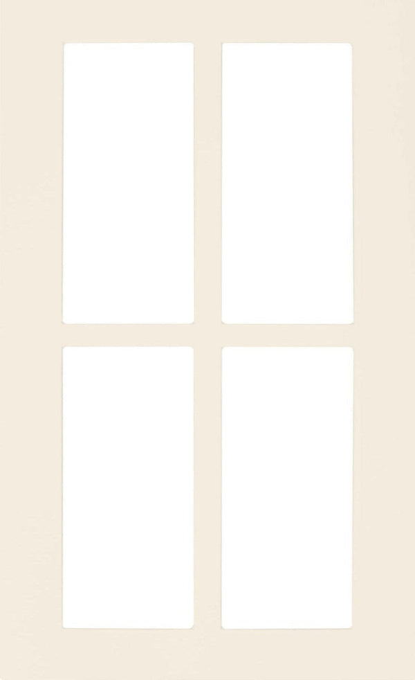 Antique White Smooth Satin Boca Thermofoil Shaker Mullion Custom Cabinet Doors - 4 Lite