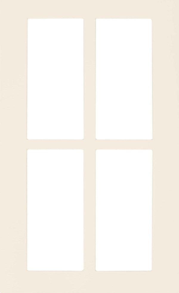 Antique White Smooth Satin Naples Thermofoil Shaker Mullion Custom Cabinet Doors - 4 Lite