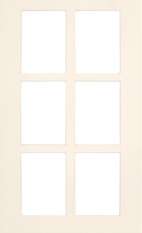 Antique White Smooth Satin Boca Thermofoil Shaker Mullion Custom Cabinet Doors - 6 Lite