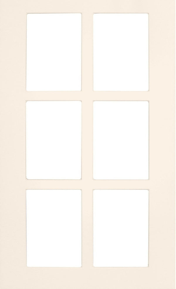 Antique White Smooth Satin Naples Thermofoil Shaker Mullion Custom Cabinet Doors - 6 Lite
