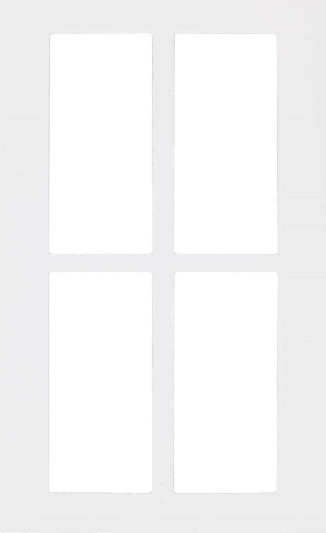 White Textured Matte Naples Thermofoil Shaker Mullion Custom Cabinet Doors - 4 Lite