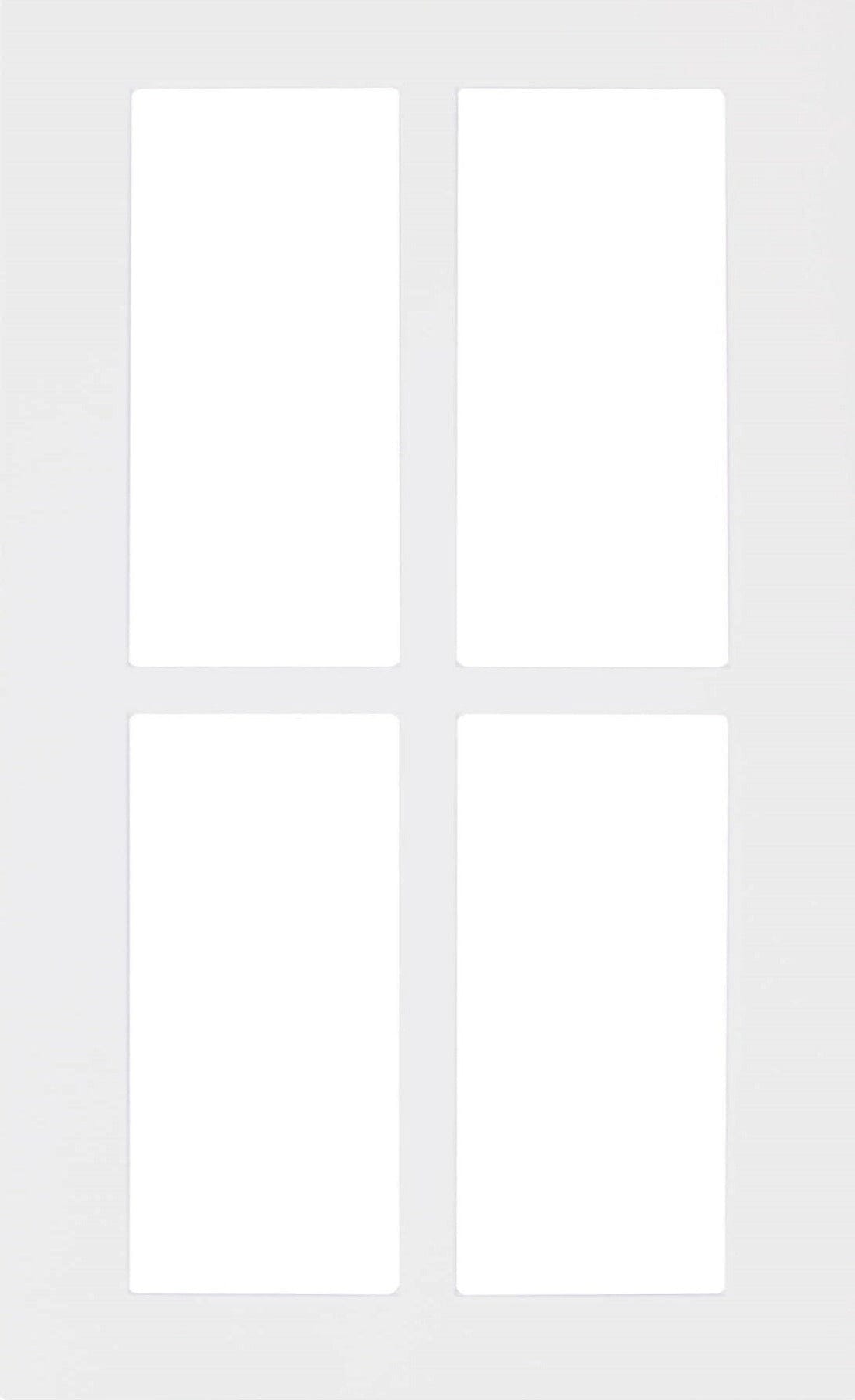 White Textured Matte Boca Thermofoil Shaker Mullion Cusotm Cabinet Doors - 4 Lite