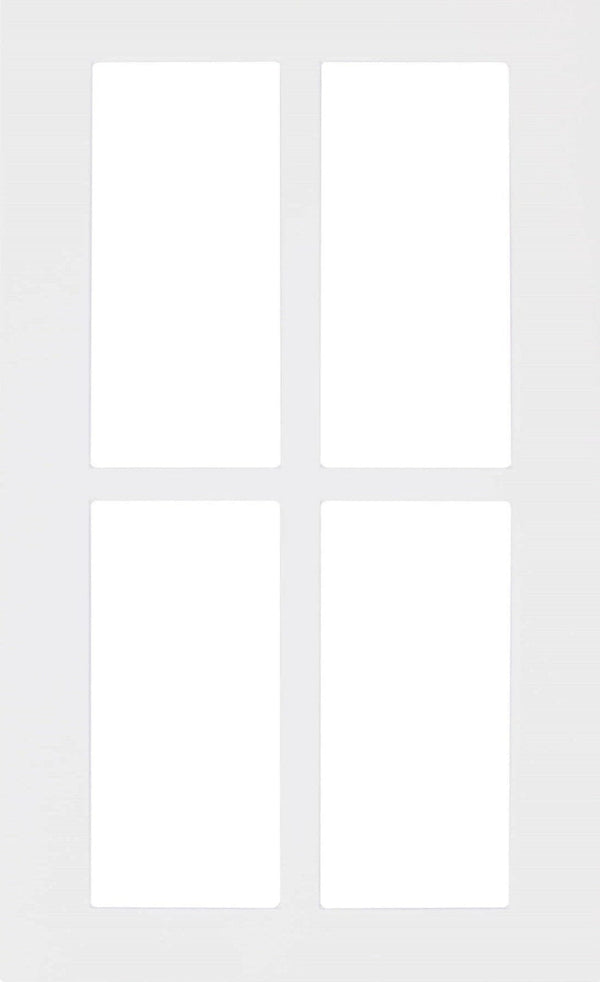 White Textured Matte Boca Thermofoil Shaker Mullion Custom Cabinet Doors - 4 Lite