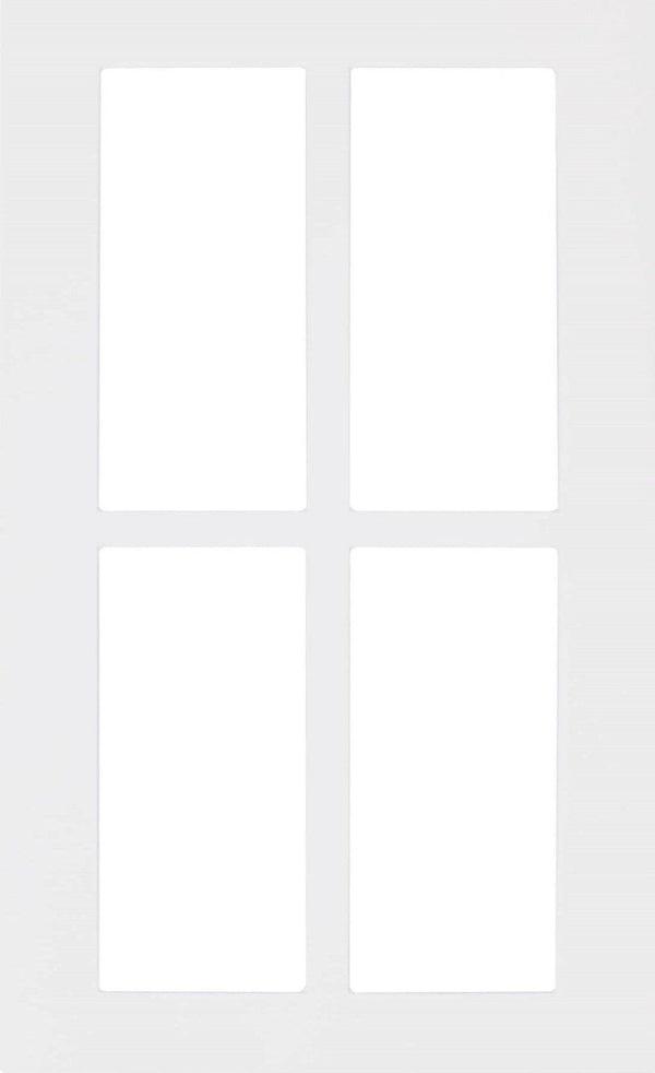 White Textured Matte Boca Thermofoil Shaker Mullion Custom Cabinet Doors - 4 Lite