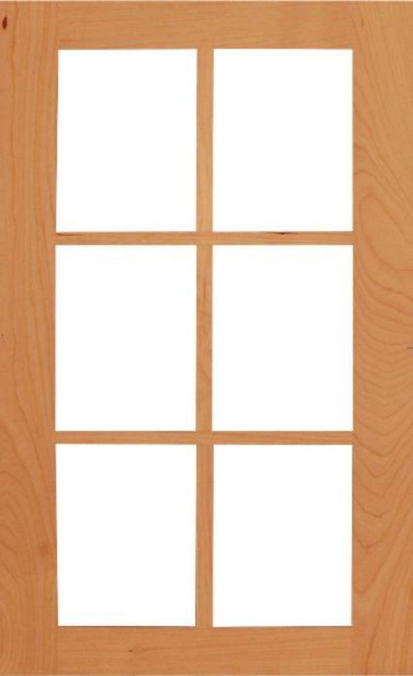 Cherry Wilmington Shaker Mullion Custom Cabinet Doors - 6 Lite