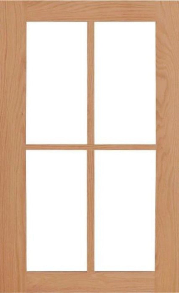 Red Oak Wilmington Shaker Mullion Custom Cabinet Doors - 4 Lite