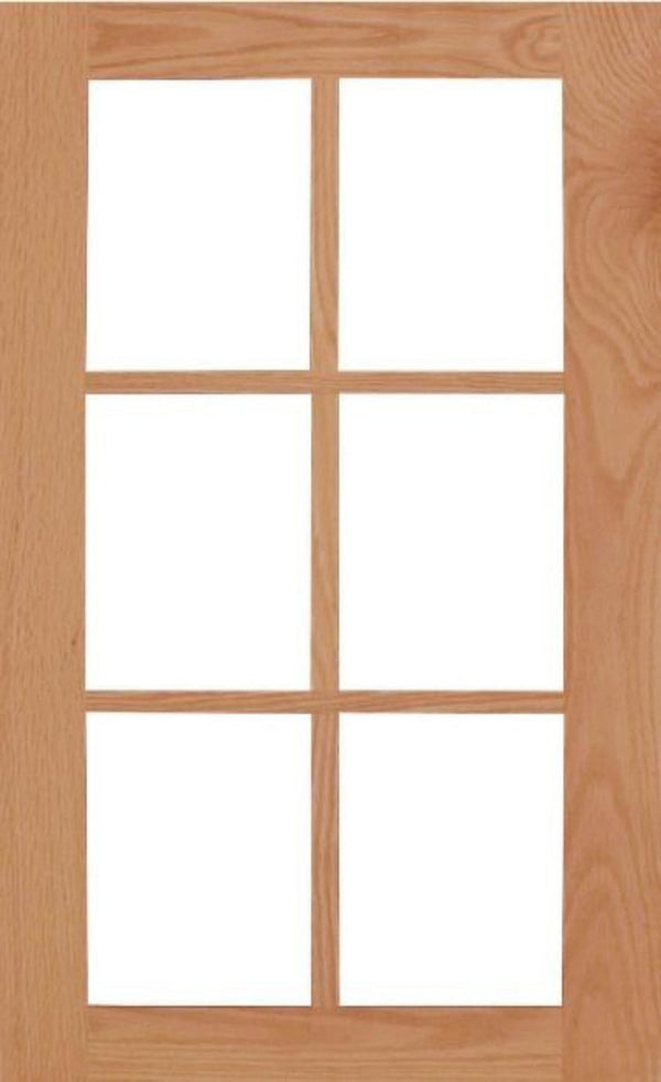 Red Oak Wilmington Shaker Mullion Custom Cabinet Doors - 6 Lite